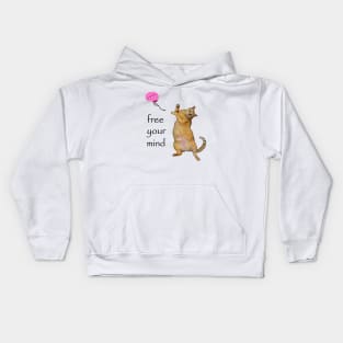 Kitty sets his thoughts free Kids Hoodie